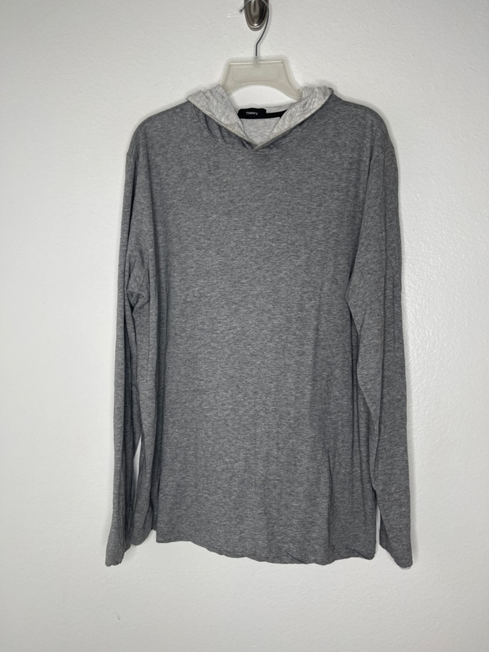 Theory Men's Gray Double Layer 100% Pima Cotton Light Hoodie Size XL